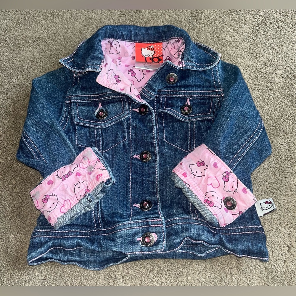 Vintage 2009 Y2K Sanrio Hello Kitty Toddler size 2T Bedazzled Jean Jacket